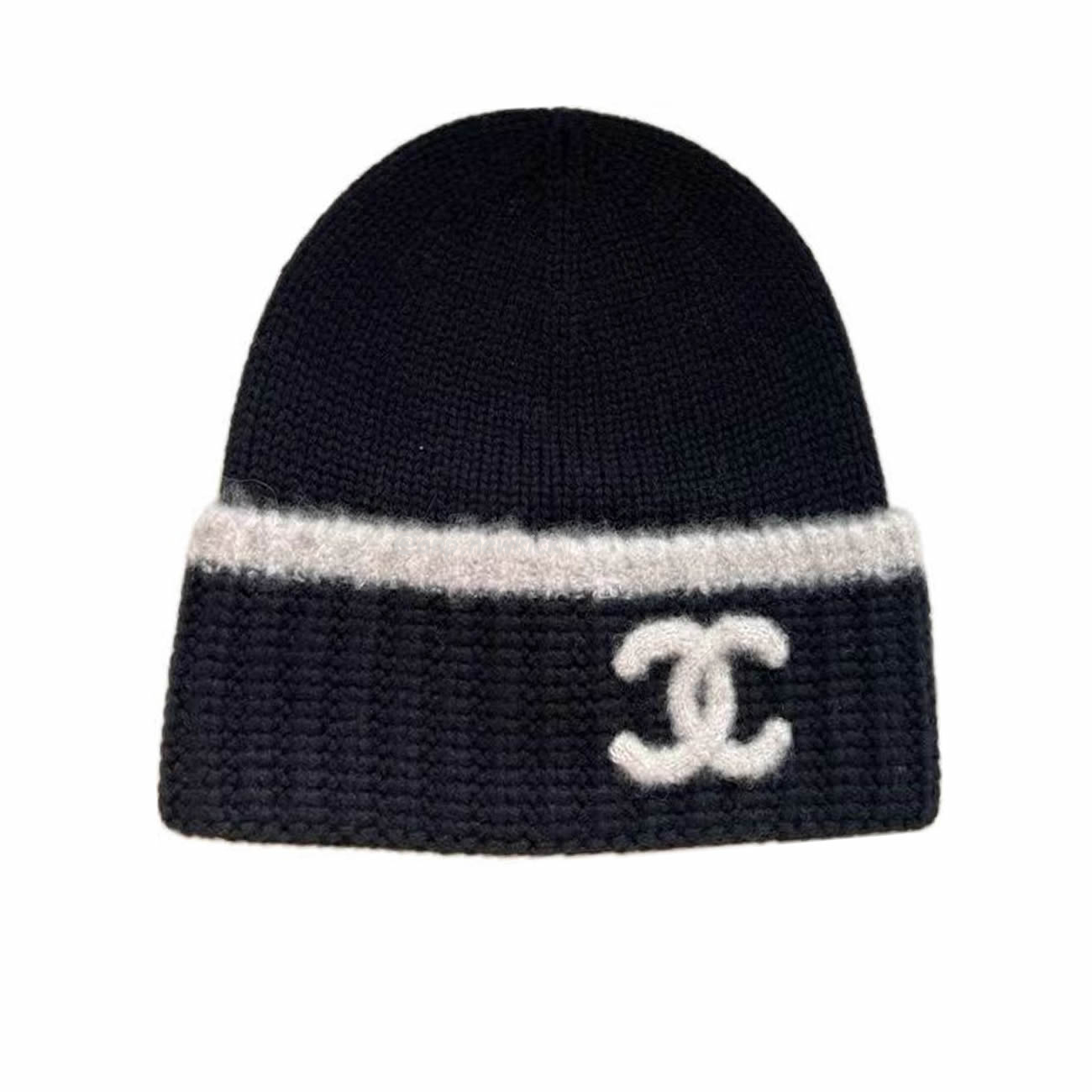 Chanel Cc Logo Black Beanie Hat (1) - newkick.org